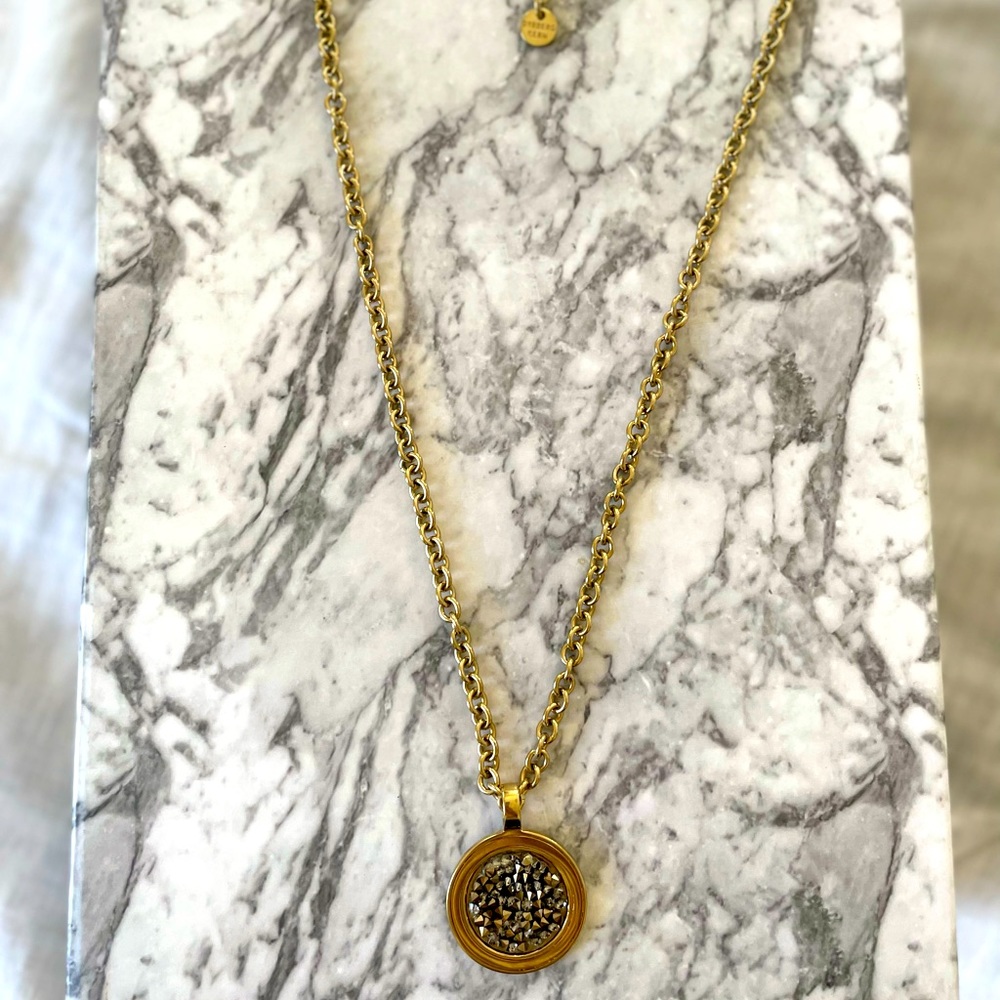 Dyrberg Kern gold pendant necklace with Swarovski Crystals